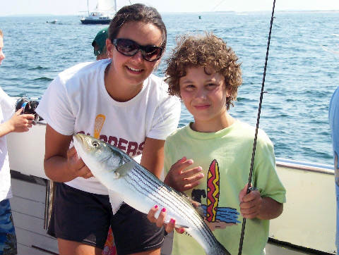 Hanna helping Camper with Striper